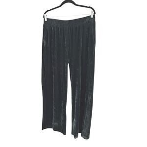 Amaryllis Blue Velvet Casual Pants With Pockets L Elastic Waist Whimsy Goth
